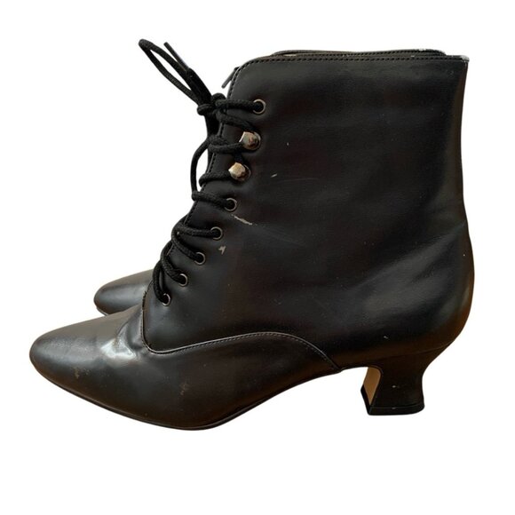 Next Issue Boots Womens 8M Black Victorian Style Cosplay Lace Up Vintage Vegan - Picture 3 of 11